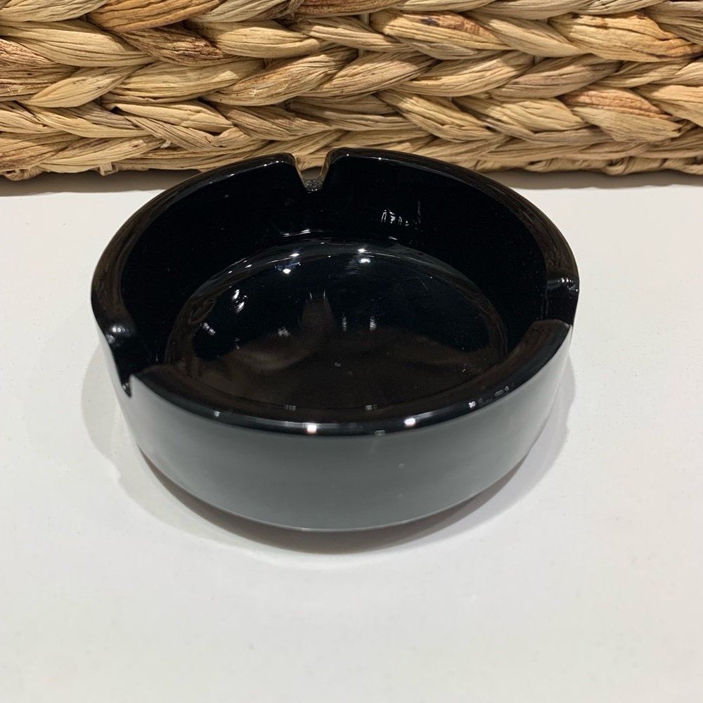 VTG Round Black Ashtray Ceramic Cigar Cigarette Home Decor‎ Modern Style